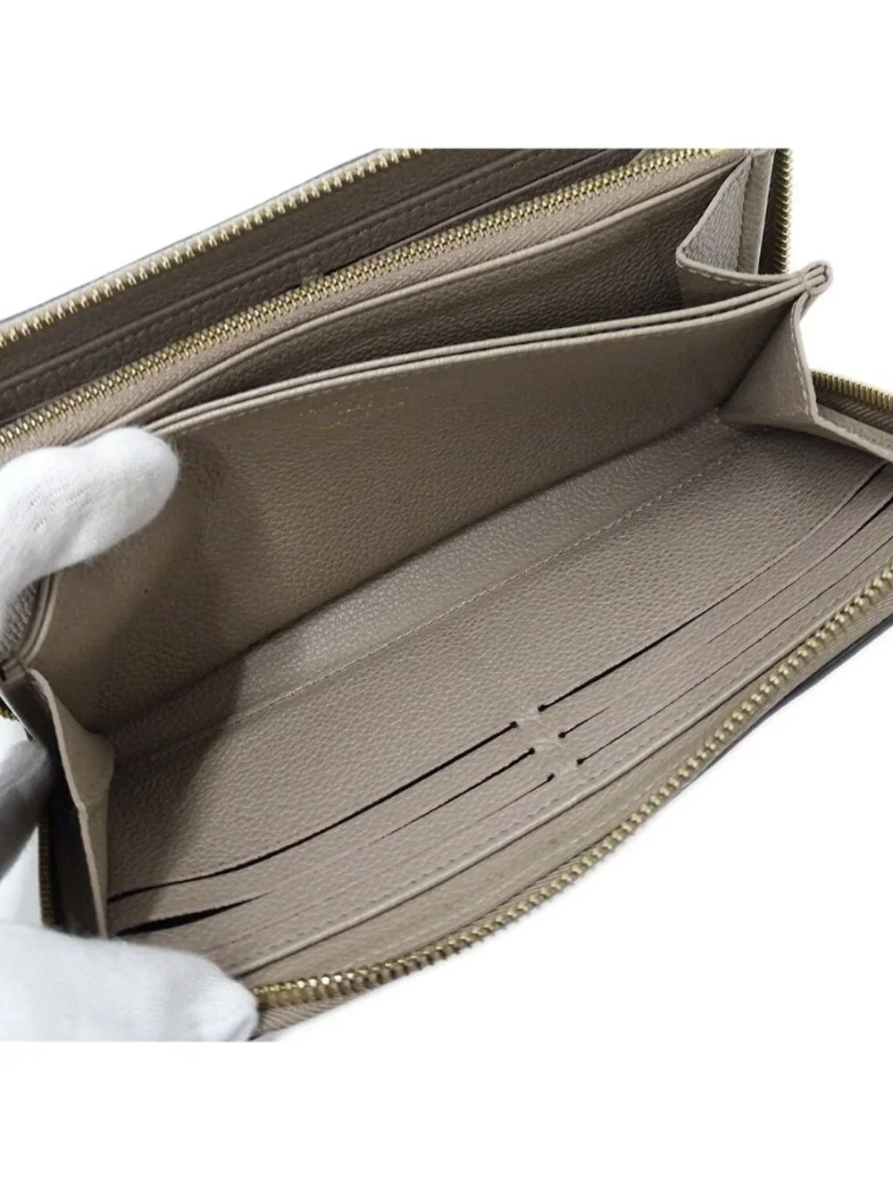 Louis Vuitton Wallet Bicolor Monogram Empreinte Zippy Tourterelle Cream Beige
